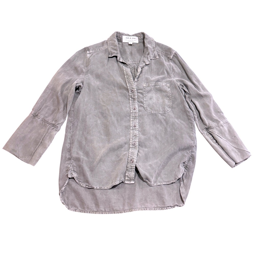 Cloth & Stone Anthropologie Olive Green Button Down‎ Shirt XS Boho Minimalism